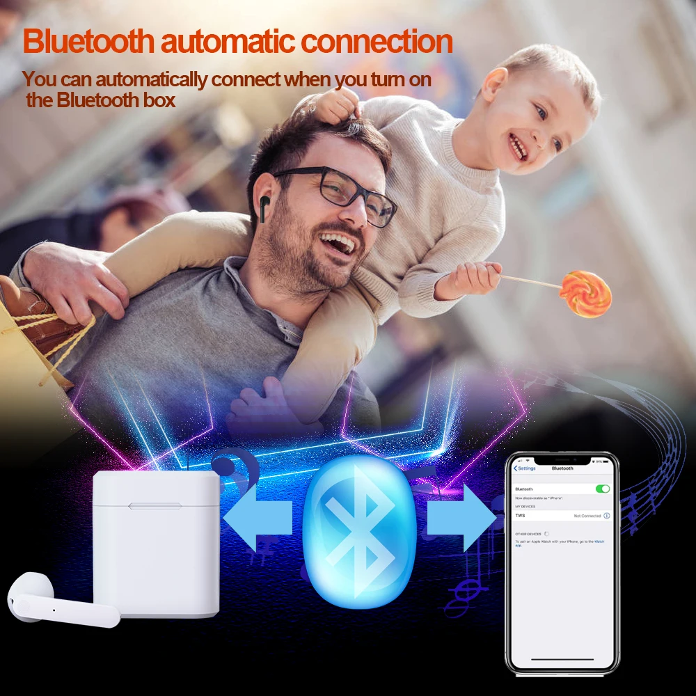 Cuffie Wireless Hello1 Bluetooth 5.0 auricolare TWS HIFI Mini In-Ear sport cuffie da corsa supporto telefoni iOS/Android chiamata HD