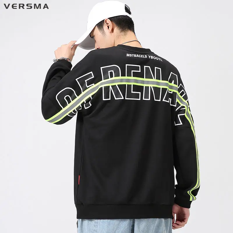 

VERSMA Japanese Harajuku Reflective Stitch Stylish Hoodie Sweatshirt Men Hip Hop Streetwear Rock Unisex Sweatshirt Dropshipping