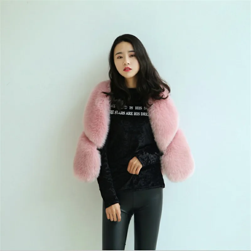 Autumn Winter Women Warm Fur Coat Sleeveless Fur Fashion Fake Fox Fur Short Winter Luxury Elegant Short Fur Vest Slim Waistcoat