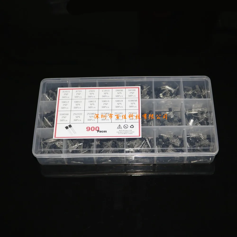 900pcs 18 specifications × 50pcs triode transistor set component box A1015-2N5551