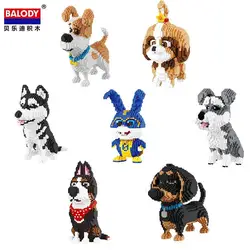 Mini Blocks Dog Model Small Bricks Dachshund Assembly Brinquedos Schnauzer Husky PUG Kids Gifts Toys for Children Present 16013