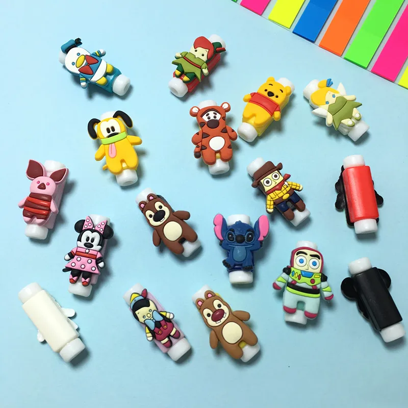 1 sztuk Disney kabel USB Protector linia danych przewód Protector futerał ochronny kabel Winder pokrywa dla iPhone Android kabel ładowania