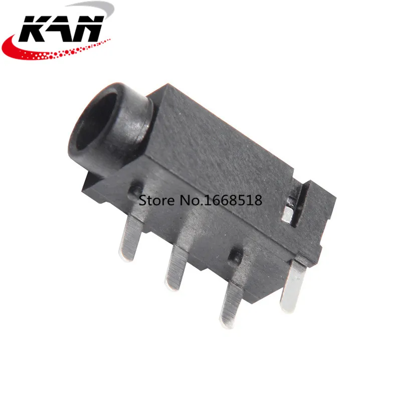 10PCS 3.5mm Female Audio Connector 4 Pin DIP Headphone Jack Socket PJ-320A Audio Interface Audio Jack Black