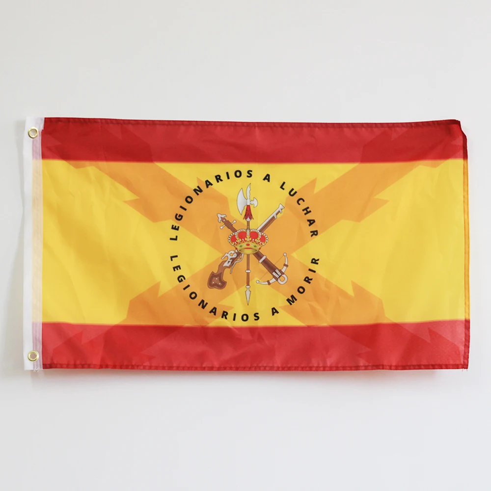 Spain Flag with the Cross of Burgundy with The Shield of The Legion and The Motto 150X90CM Banner 100D Polyester Brass Grommets