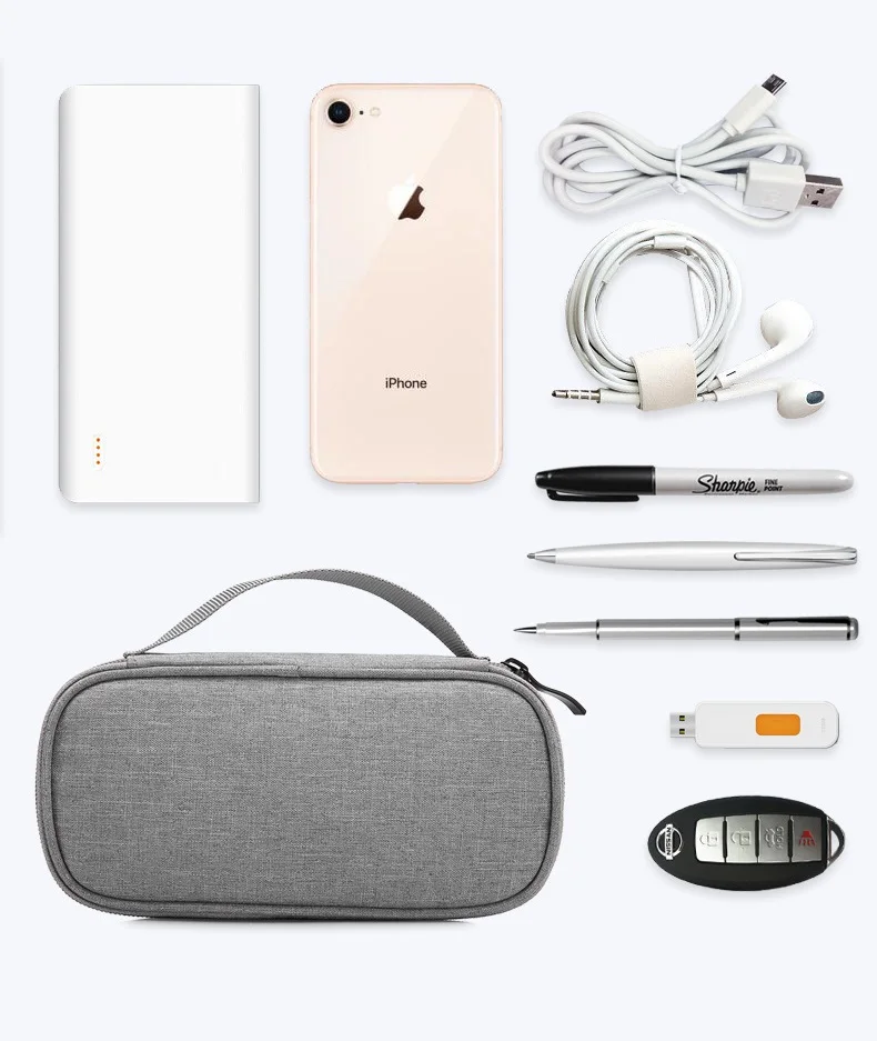 لينة السفر القرص الصلب حقيبة الجهاز الإلكتروني غس شاحن الهاتف المحمول التكيف كابل يو اس بي شاحن المنظم قوة البنك فم راديو