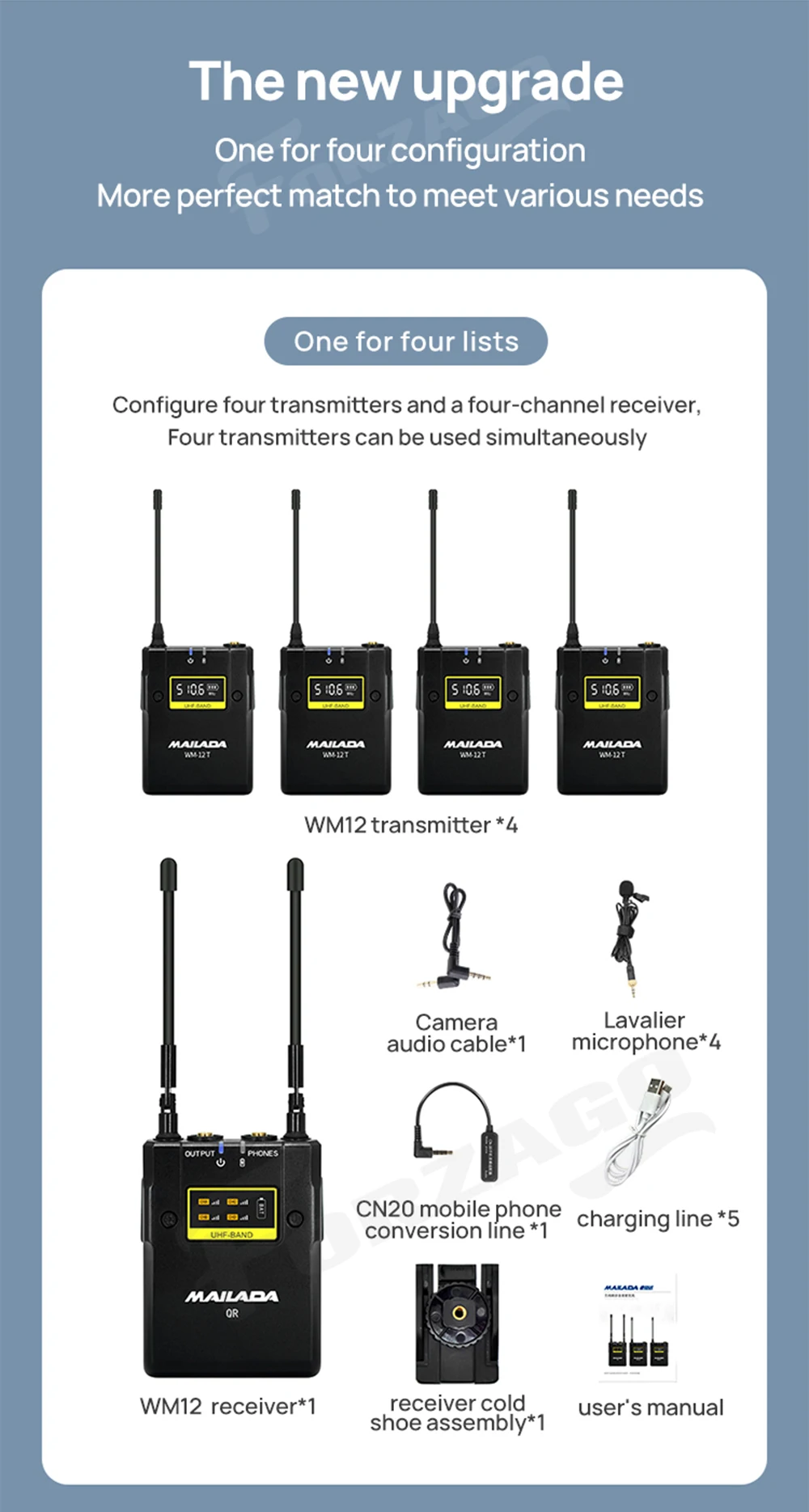 MAILADA wm-12 T ワイヤレス マイク　UHF 伝送マイク MAILADA wm-12 T ワイヤレス マイク UHF 伝送マイク 【公式通販】