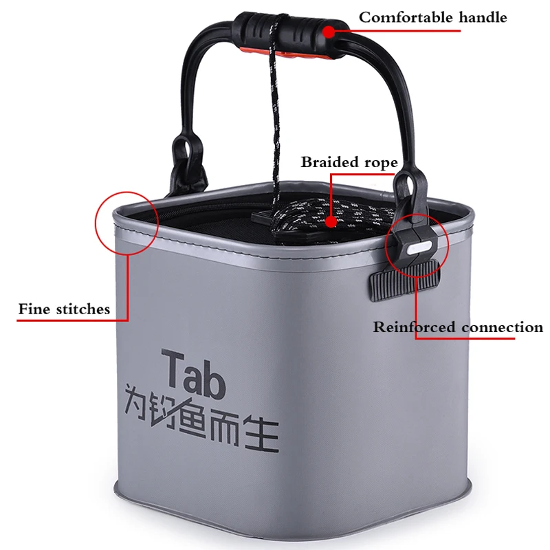 Thicken EVA Outdoor Folding 5L Fishing Bucket Live Fish Box Car Wash Bathroom Kitchen Bucket Fishing Bait Buckets Tackle Tools