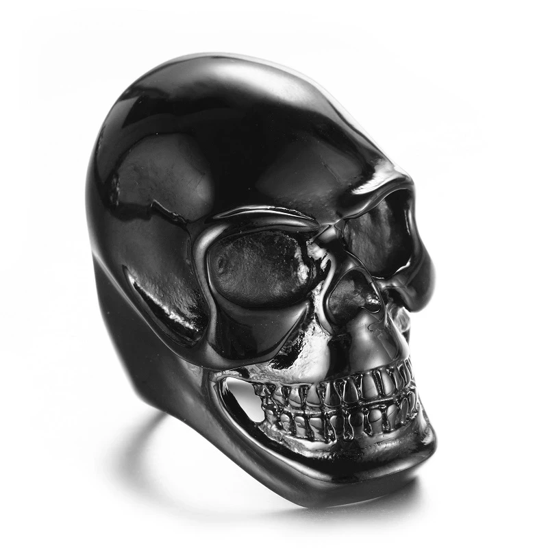 The New  Cool Men Boy Gothic Punk Black Silver color Gold Big  Skull 316L Stainless Steel Ring