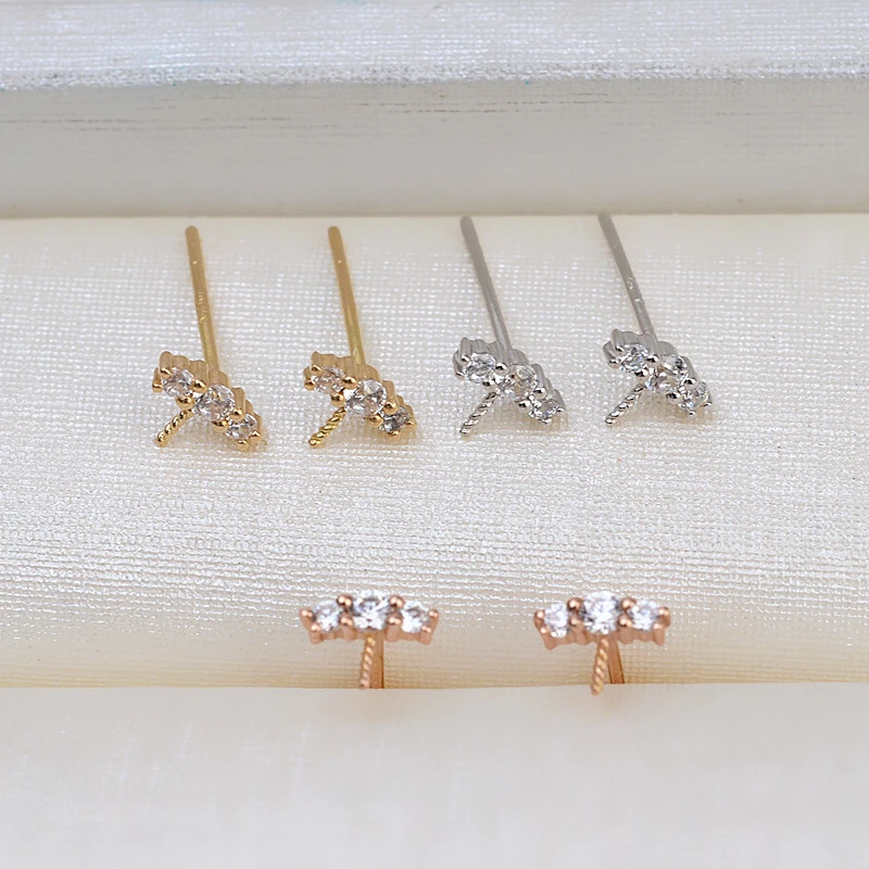 

Genuine AU 750 18K Gold Earrings Mountings Findings Mounts Base Jewelry Settings Accessories Part for Pearls Agate Coral Crystal