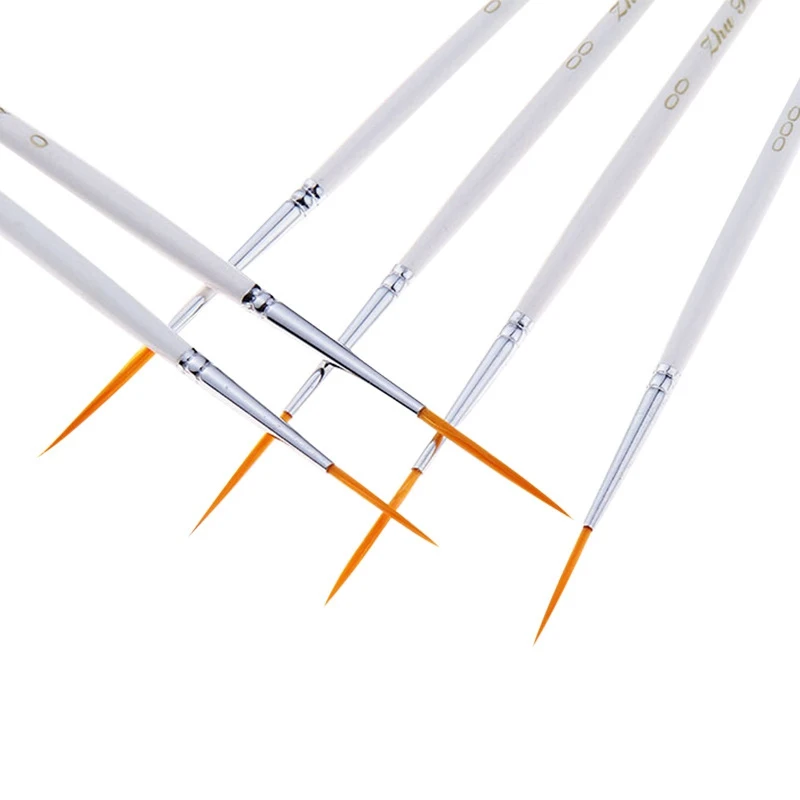 6Pcs Long/Short Hook Line Pen Paint Brush Round Nylon Hair Nail Art Line Drawing Pen For Painting Art Supplies