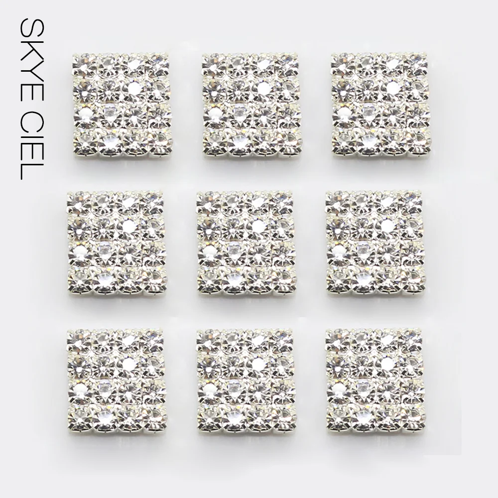 SKYE CIEL Strass 10 Pz/lotto Mix Size Argento FAI DA TE Diamante Quadrato Della Decorazione del Rifornimento Dell\'invito di Cerimonia Nuziale Dei