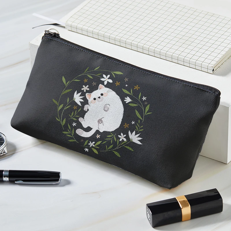 Bolsa de cosméticos Kawaii con estampado de zorro y tiburón para mujer, Neceser de maquillaje portátil, organizador de gran capacidad, estuches de