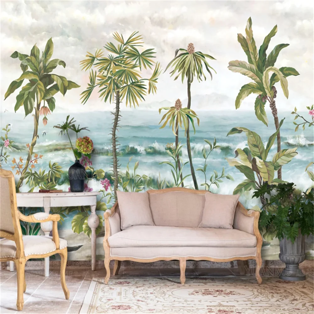 

Custom Mural Wallpaper Tropical Plant Art Background Wall Painting