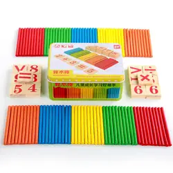 100Pcs Baby Toys Counting Sticks Wooden Number Math Toys Family Game kids Educational blocks Toys Infant Birthday Gift Mix Color