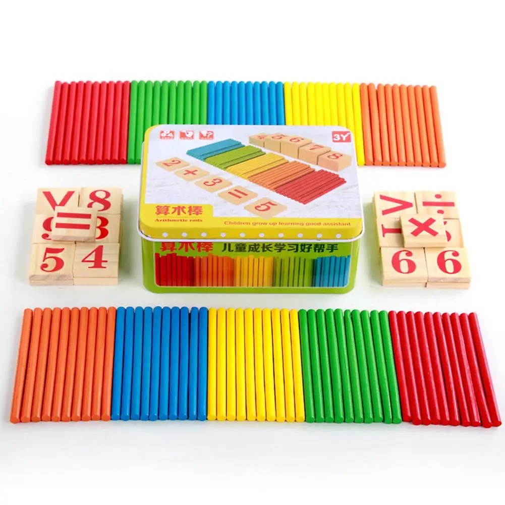 100Pcs Baby Toys Counting Sticks Wooden Number Math Toys Family Game kids Educational blocks Toys Infant Birthday Gift Mix Color