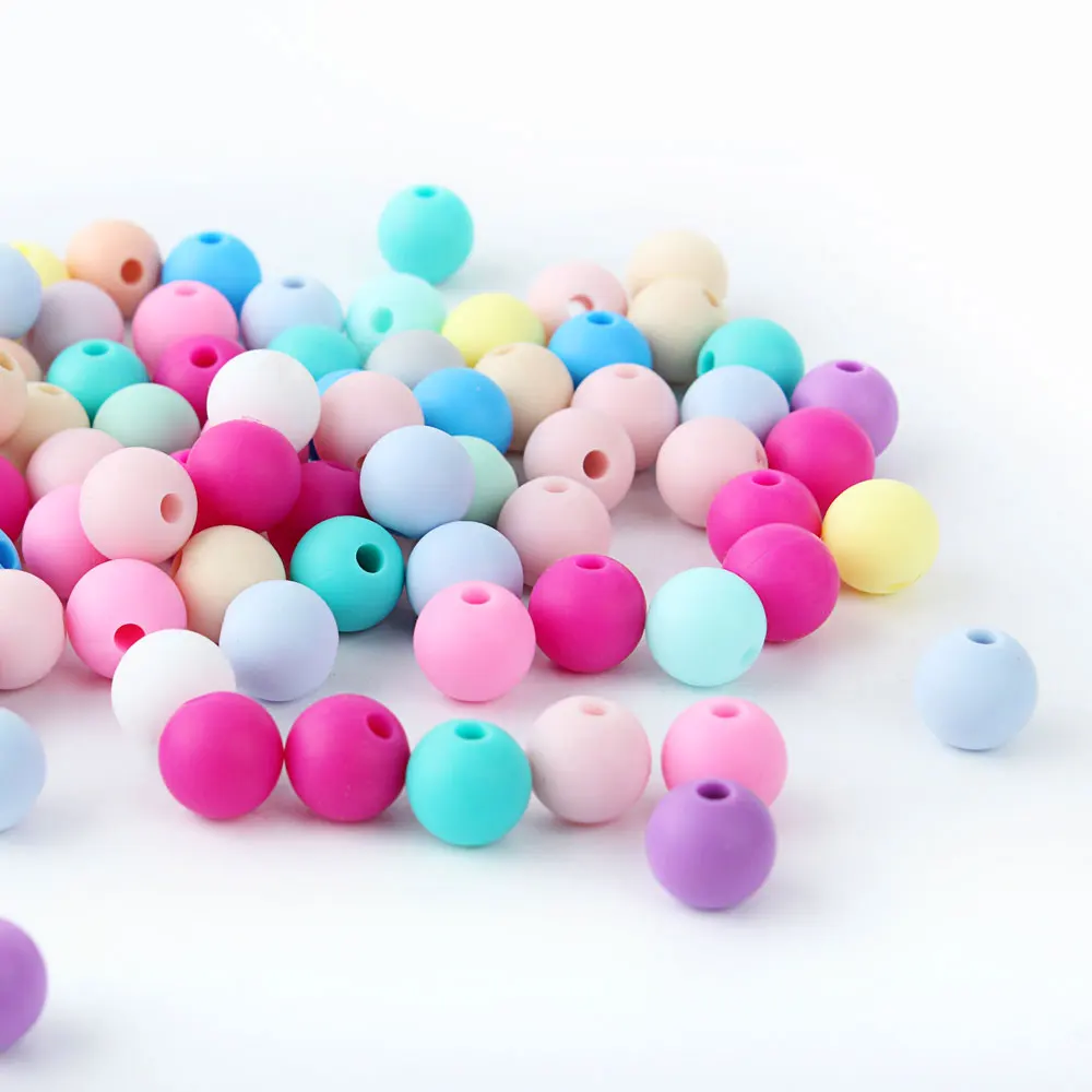 40Pcs Silicone Round Beads 9mm 12mm 15mm DIY BPA Free Nipple Holder Chain Eco-friendly Sensory Teething Teether Bead For Infant