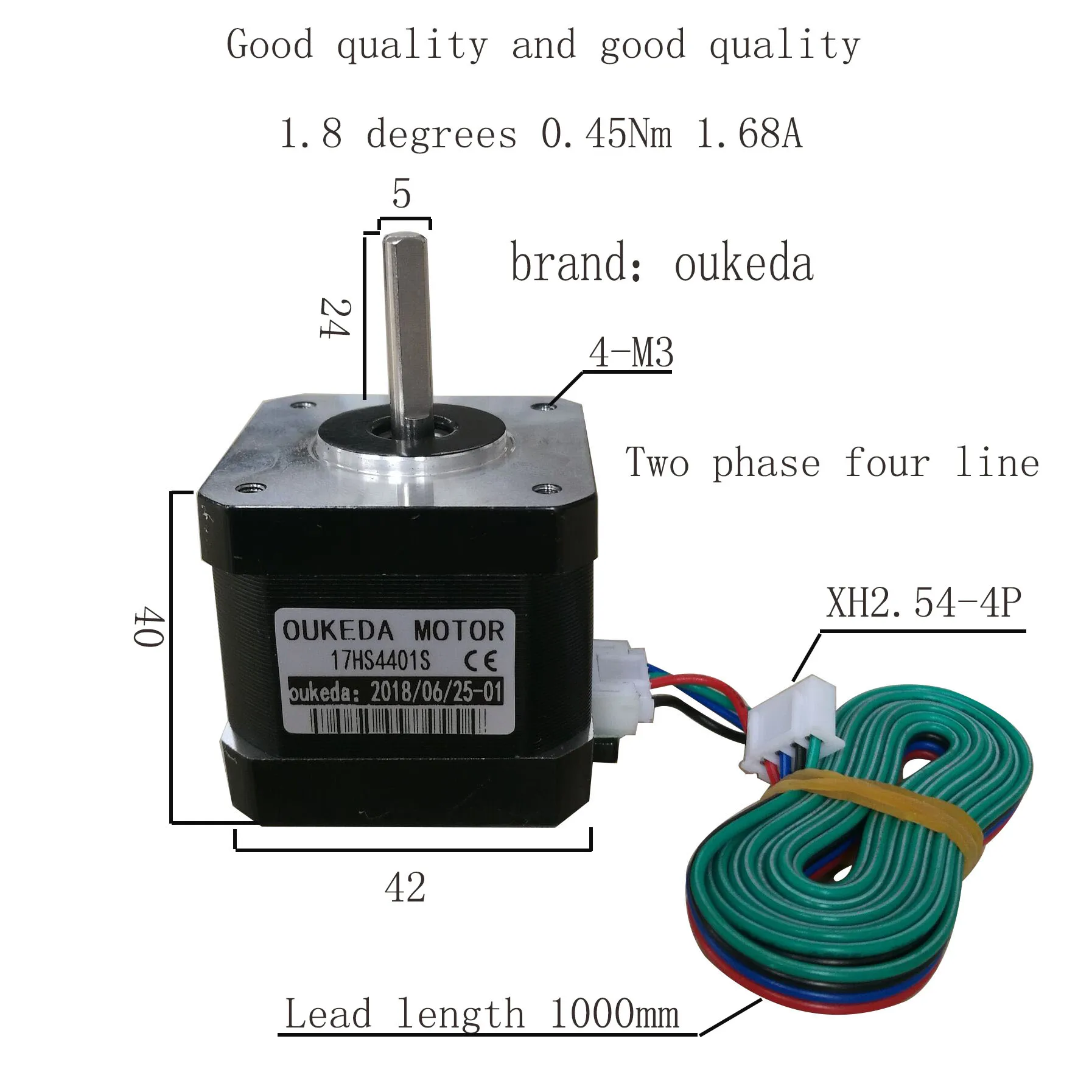 

42 stepper motor/1.7A 40mm 17HS4401S 0.45Nm 1.8 degrees