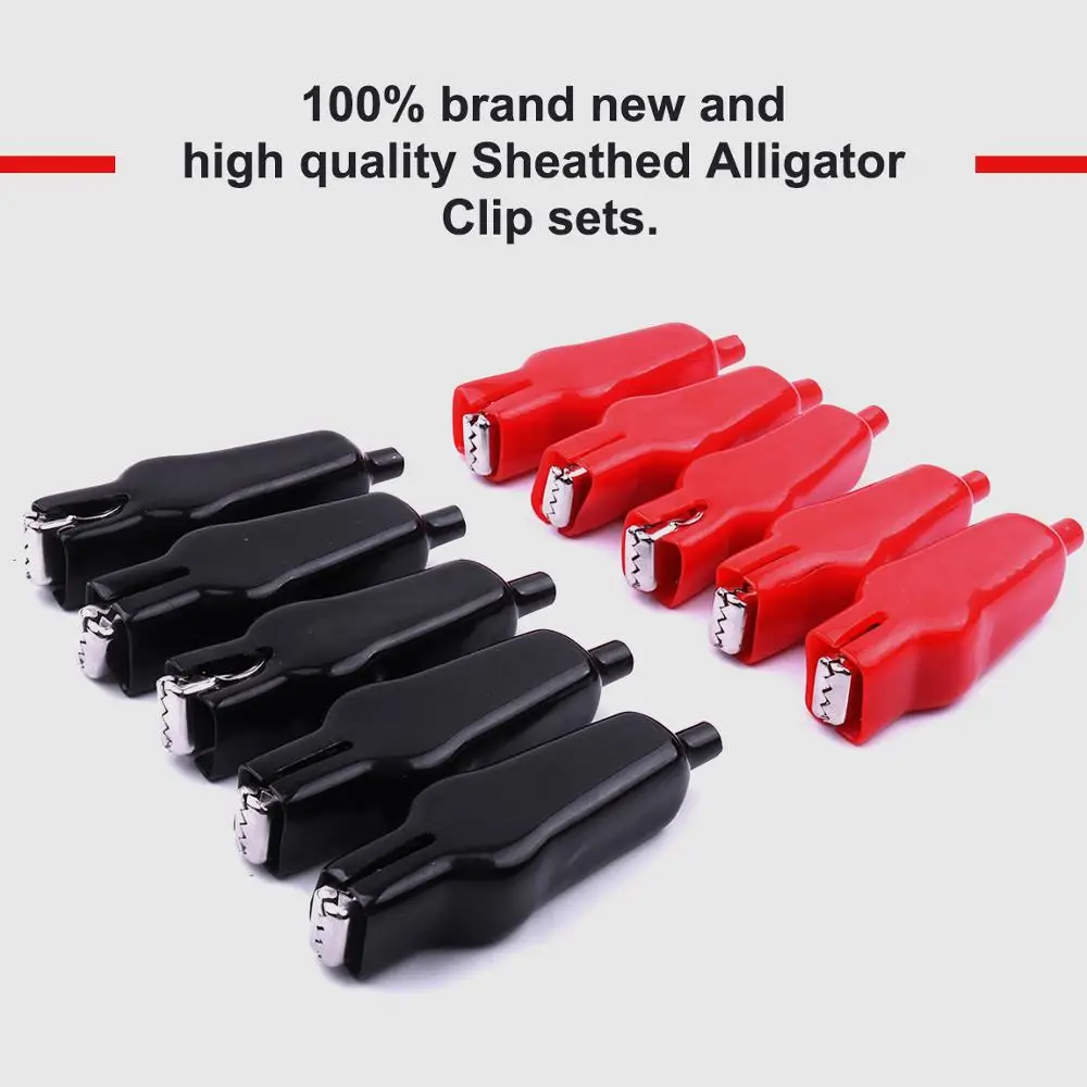 5 Pairs Black and Red MAX 20A Testing Probe Alligator Clips Double Ended insulated PVC Crocodile Clip for Electrical Jumper Wire