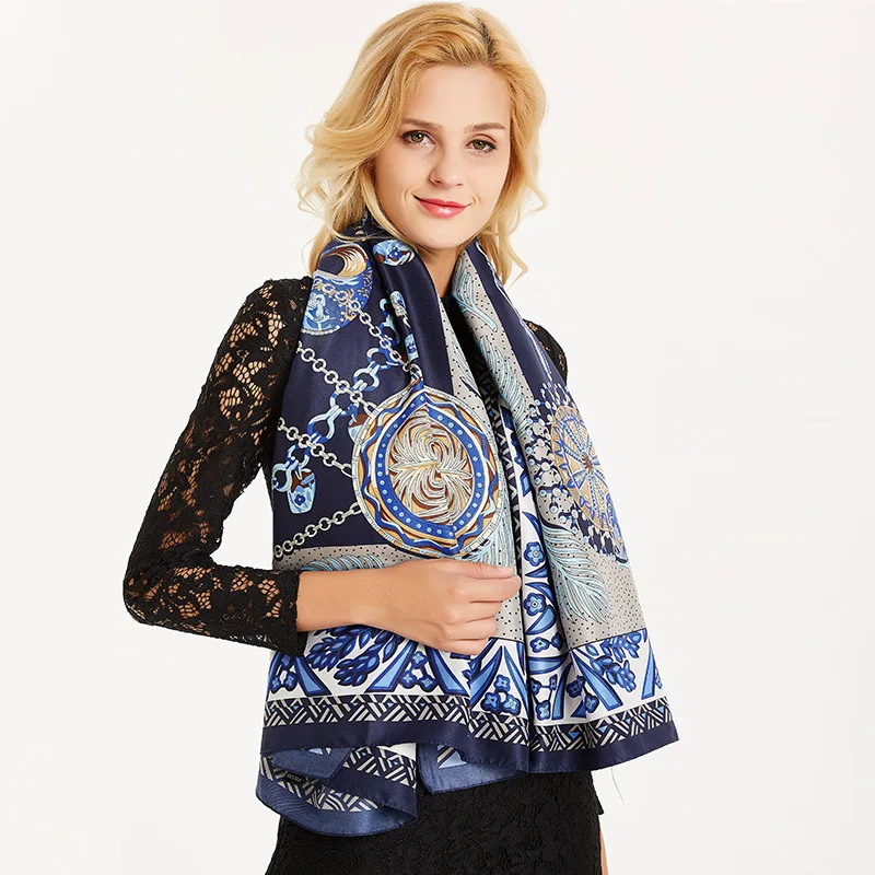 KOI LEAPING new woman Fashion silk Scarf Pattern Printing Square scarf Decoration Headdress Gift headscarf high quality Shawl