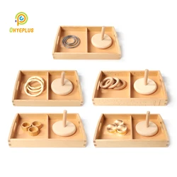 Montessori Educational Toys Tossing Rings Game Hand-Eye Coordination Exercise Basic Skill Practice Gift for 8~10Month Infant