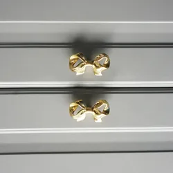 Nordic Bow Brass Drawer Knobs Wardrobe Door Single Hole Furniture Handle Gold Button Cabinet Cupboard Pulls Small Handle