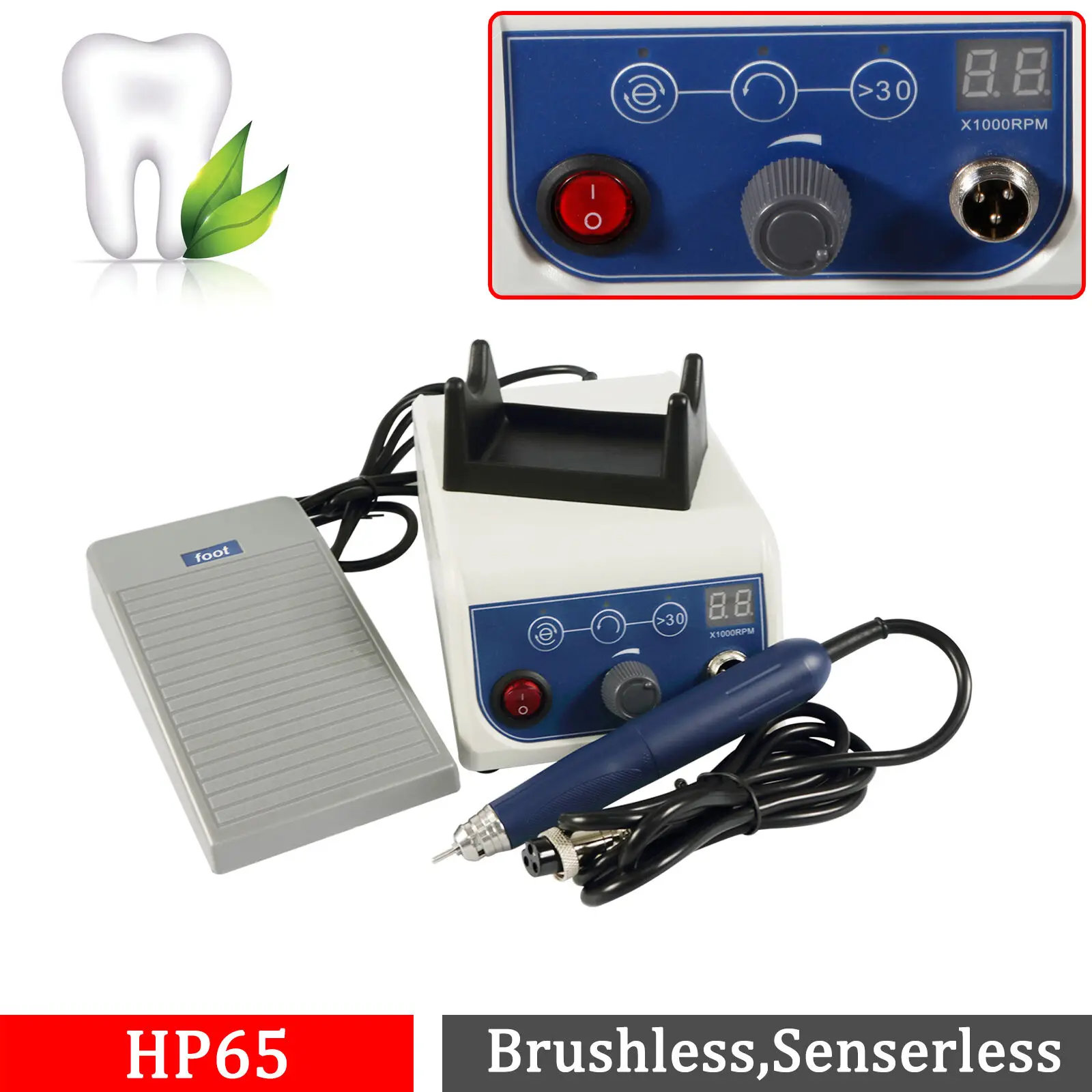 110-220V Dental Lab Marathon Electric Micromotor Brushless Machine Unit With 50000rpm Handpiece Set Portable Dental Equipment