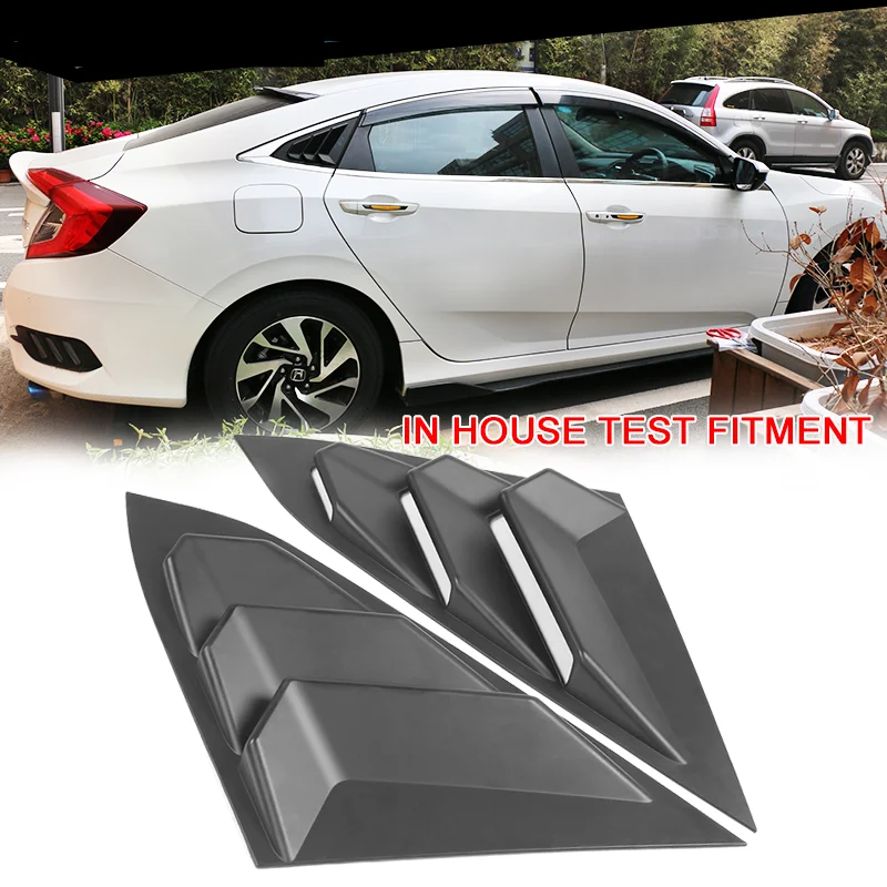 For 2016-2020 Honda Civic Sedan Rear Quarter Panel Side Window Louvers Vent 2pcs