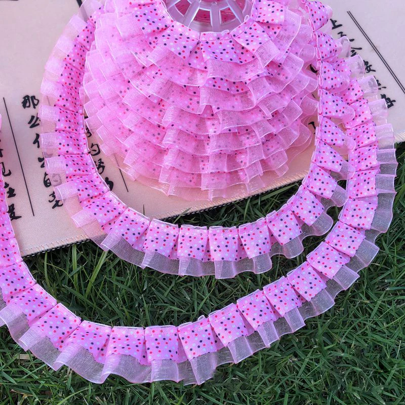 3YD/6YD 2.5cm yarn with dot cloth lace DIY doll clothes skirt toy decoration home textile material