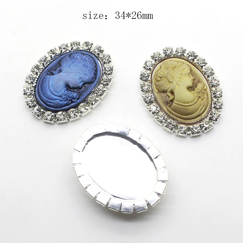 Resin Decoration 10Pcs / Lot 34 * 26MM Rhinestone Buttons, Handmade Decorative Accessories DIY Wedding Embellishment Buttons