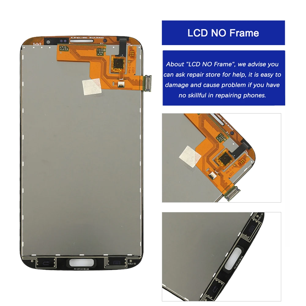 Super AMOLED For SAMSUNG  Mega 6.3 i9200 i9205 LCD Display Touch Screen Digitizer Assembly Replacement Parts + Frame