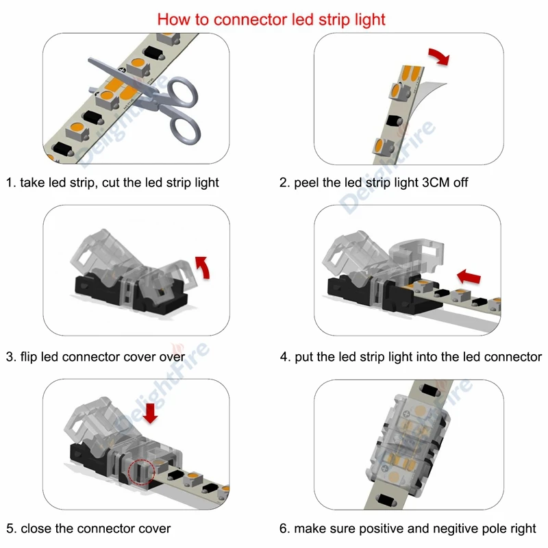 LED-Streifen-Verbinder, lötfrei, 6 5 4 3 2-polige LED-Kabelanschlüsse für WS2812B SMD 5050 12V LED-Streifen – Detail 5