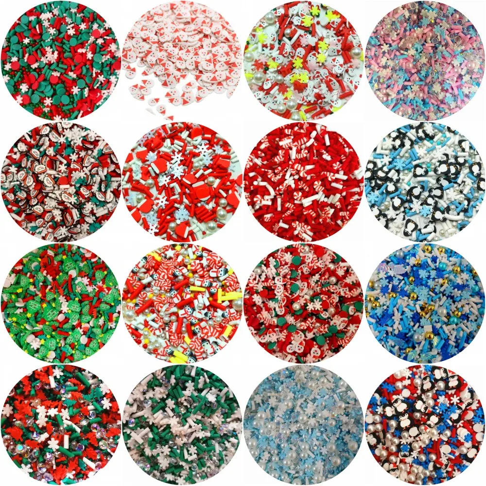 Mixed Christmas Snowfake Slices Polymer Clay Sprinkles Crafts Nail Shaker Card Decoration DIY Crystal Mud Filler Accessories