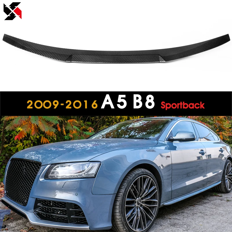 Dry Carbon Fiber Spoiler Fit For Audi A5 B8 4-Door Sedan 2007-2016 Car Styling Rear Trunk Deck Tail Wings Spoiler 