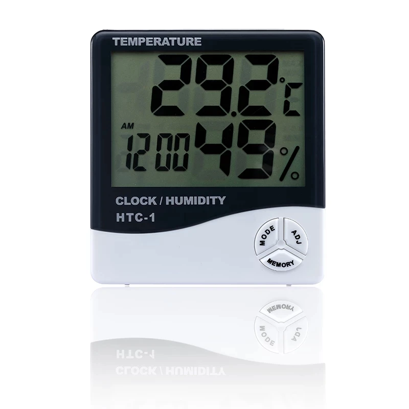 1pcs LCD Digital Temperature Humidity Meter Home Indoor Outdoor hygrometer thermometer Weather Station with Clock