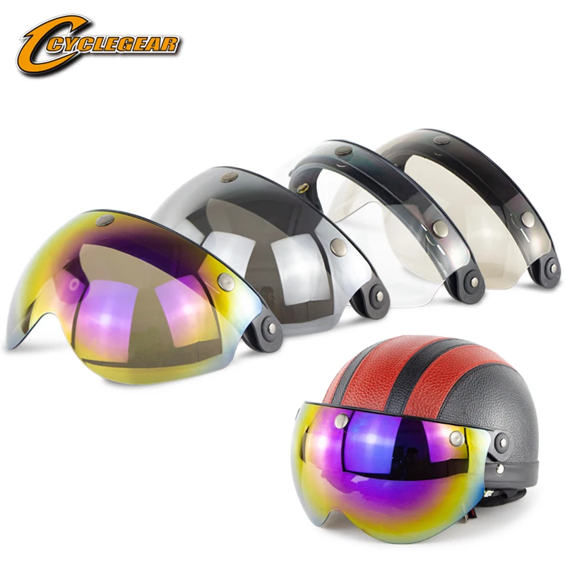 W Shape Motorcycle Helmet Bubble Visor for Open Face Helmets Casco Moto Windshield Retro Capacete Shield Lens Half Helmet Visor