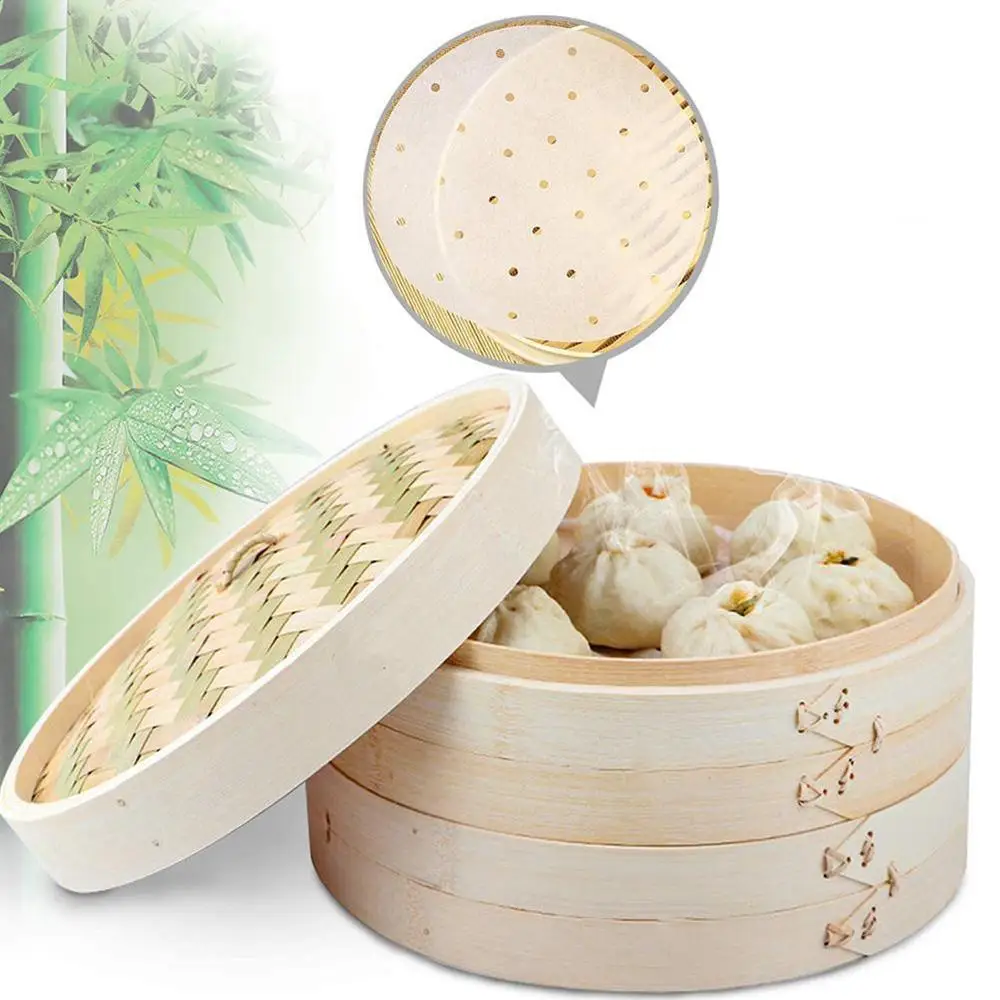 

10/15/20cm Chinese Dumplings Bamboo Steamer Cooker with Lid Dimsum Steamer Fish Rice Vegetable Basket Kitchen Cooking Tools