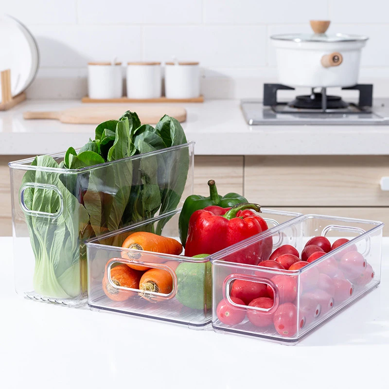 Refrigerator Organizer Clear Plastic Simplify Your Kitchen Versatile Clean And Spacious Easy-to-use Minimalist Design Stackable