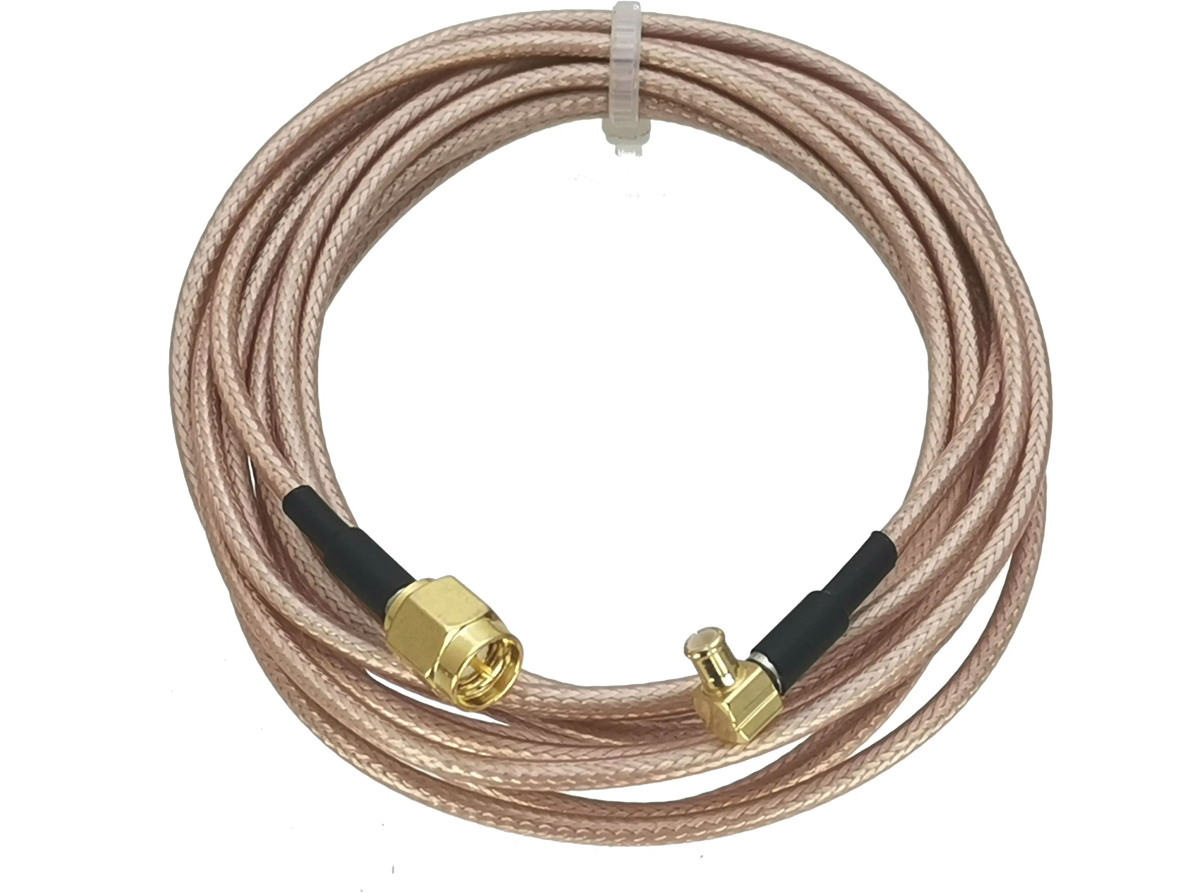 1Pcs RG316 RF pigtail MCX male plug pin right angle to SMA male Crimp Wire Terminal Cable jumper 4inch~10FT RF Coaxial connector