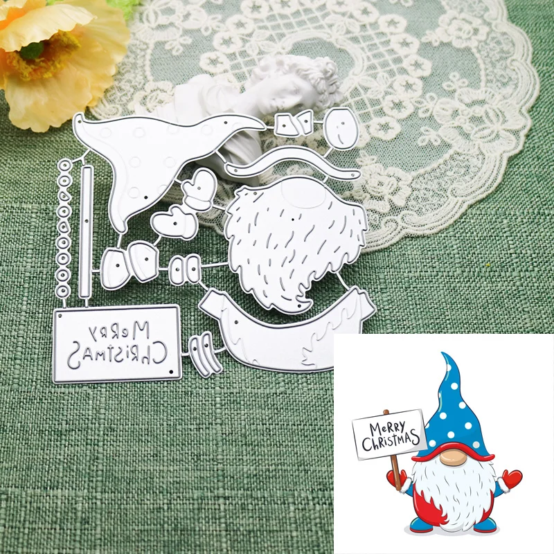 Cute Christmas Gnome Metal Cutting Dies For Scrapbooking Making Template Mold Embossed Decorative Craft