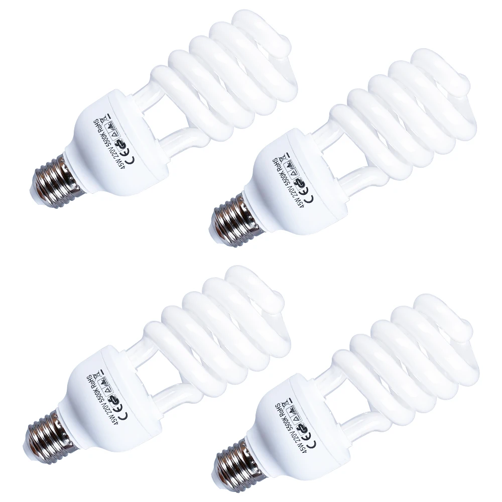 45 Watt 5500K High Bright Photography Daylight Fluorescent Lighting Bulbs E27 Base For Softbox Photographic Photo Studio