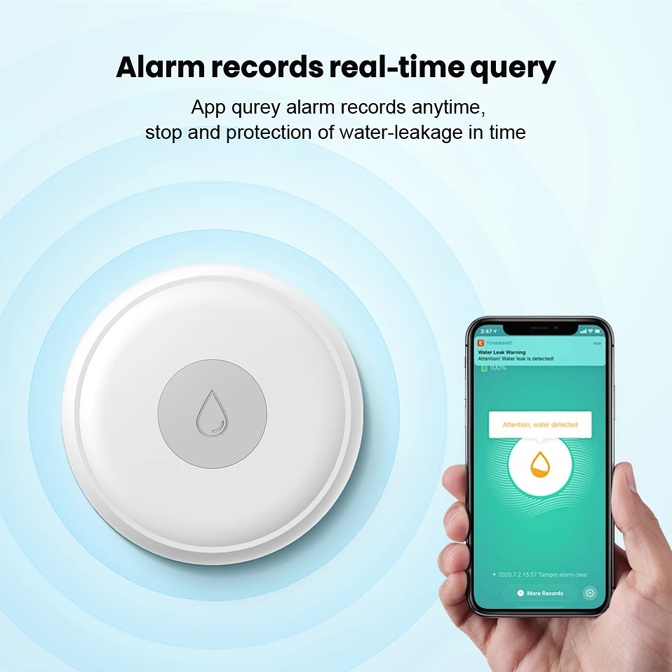 AVATTO Tuya Zigbee Water Leak Sensor,Water Leak Detector, Smartlife APP Notification Alerts,Water Flood Leak Alarm Home Security