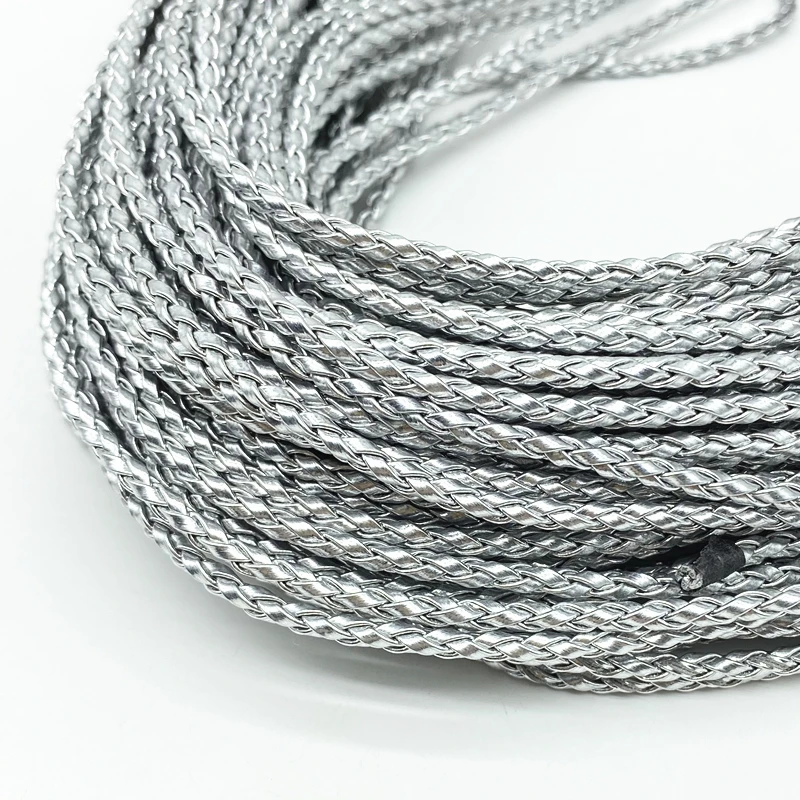 2 Meters 3mm Four Strand Cores Artificial Leather Braided Rope for Fashion Bracelet Design Jewelry Making Handmade DIY