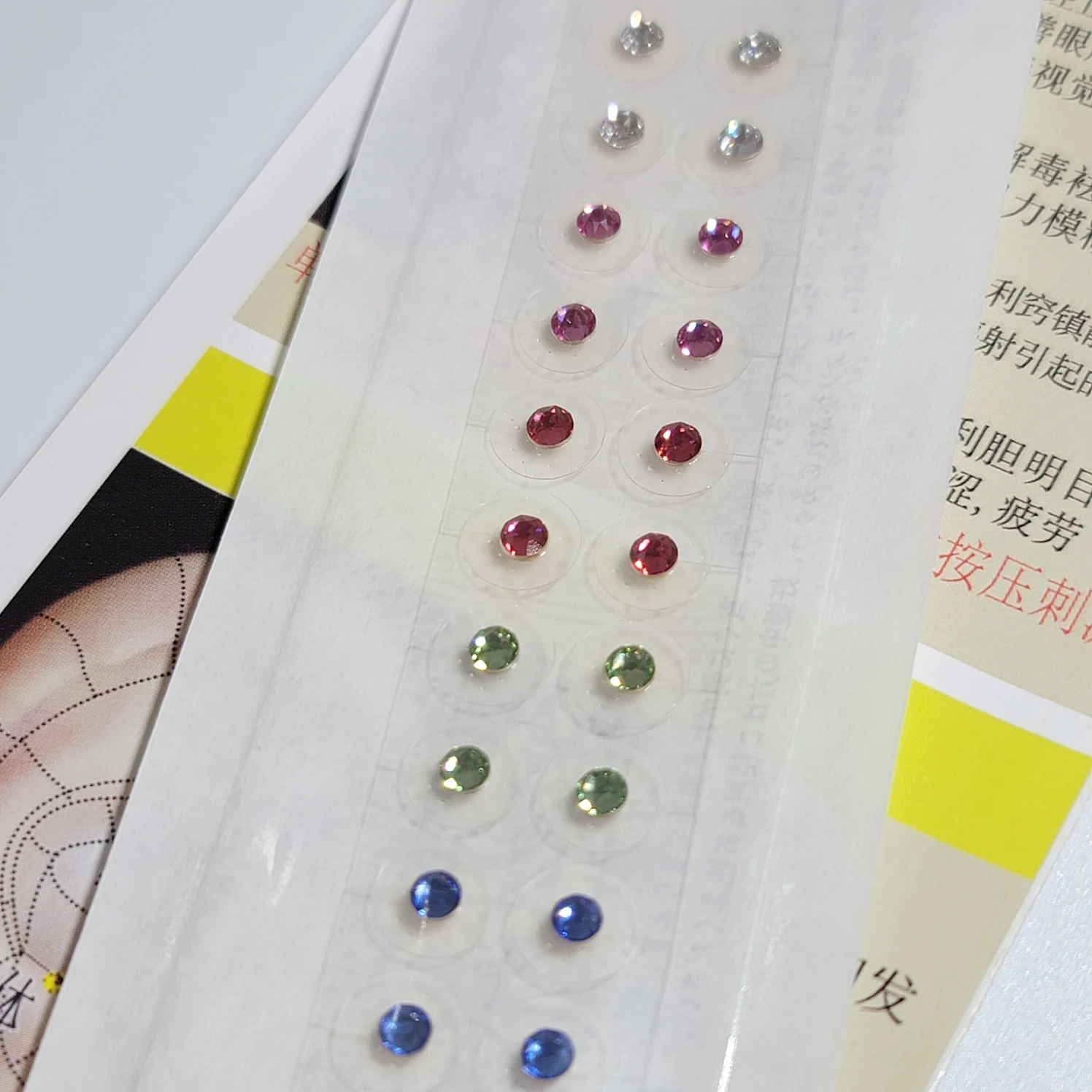 24K Gold Ear Seeds Crystal Gem Stone Magnetic Bead Clear Tape Auricular Sticker Ear SEEDS Ear Acupuncture