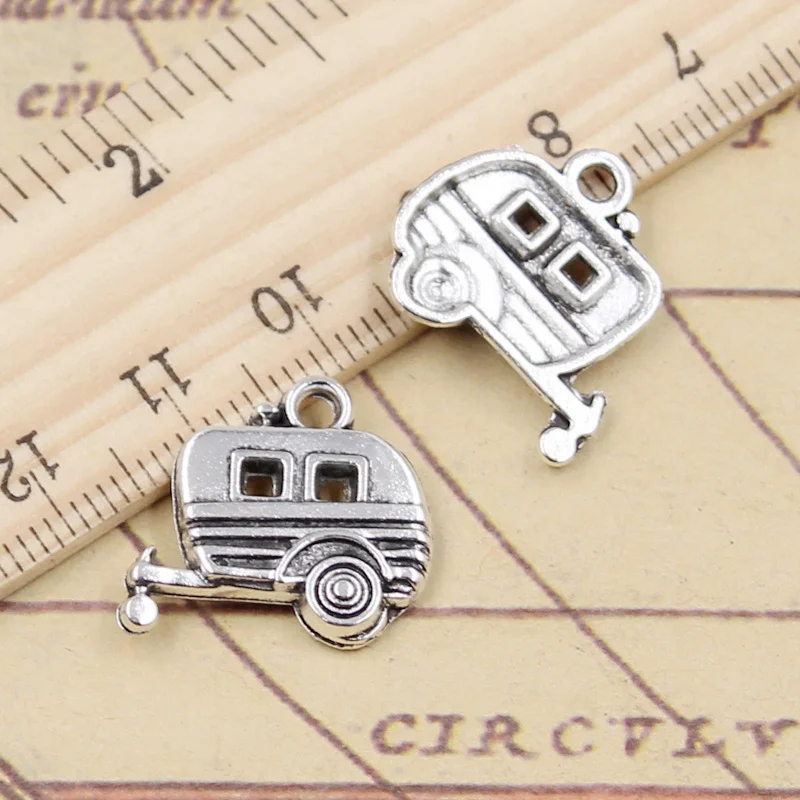 10pcs Charms Travel Tourism Towed RV 18x19mm Tibetan Silver Color Pendants Antique Jewelry Making DIY Handmade Craft