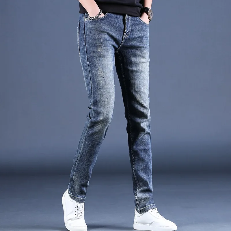 Men Fashion Jeans Casual Pants Blue Straight Fit Jean Streetwear Clothing Classic Mens Denim Trousers pantalones hombre vaqueros