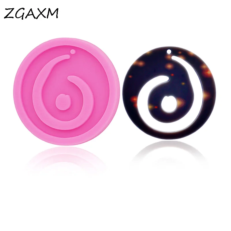 

LM 11 Shiny vortex shape resin pendant, earrings, jewelry, keychain epoxy clay polymer mold, flexible food grade silicone molds