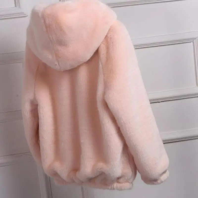 2020 Winter neue koreanische Version von losen Imitation Nerz Frauen Kapuzen jacke einfarbig dicken Reiß verschluss warme Tasche süßen Mädchen Mantel