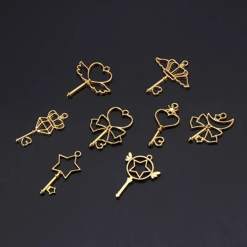 8Pc Magic Wand Frame Pendant Open Bezel Blank Setting UV Resin Jewelry DIY Charm