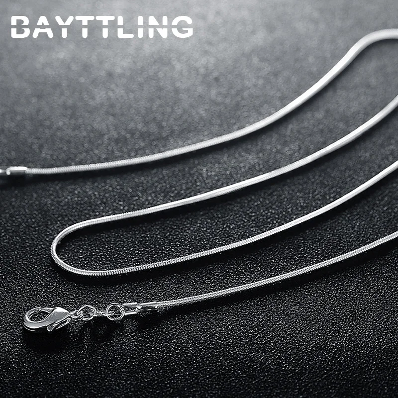 BAYTTLING-collar de plata de ley 925 para mujer, cadena de serpiente de 1MM, 3MM, 16/18/20/22/24/26/28/30 pulgadas, regalo de joyería de boda