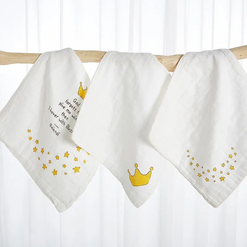 Newborn Baby Bibs Baby Crown Cotton Towel Gauze Baby Face Towel Super Soft Saliva Towel